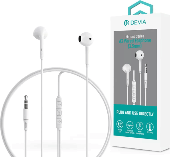 Devia Kintone A3 Vezetékes Fülhallgató Headset - Fehér Devia Kintone A3 Vezetékes Fülhallgató Headset - Fehér