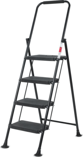 Lamart LT8098 4 lépcsőfokos alumínium állólétra - Fekete