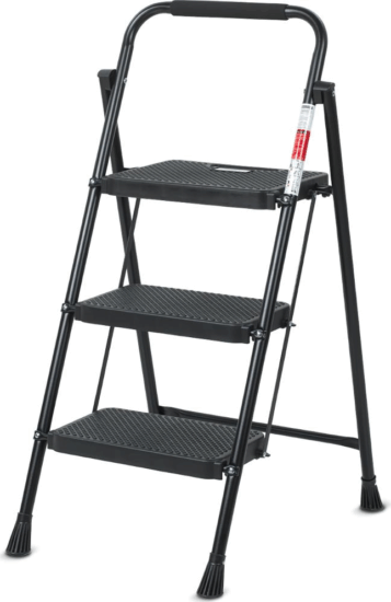 Lamart LT8097 3 lépcsőfokos alumínium állólétra - Fekete