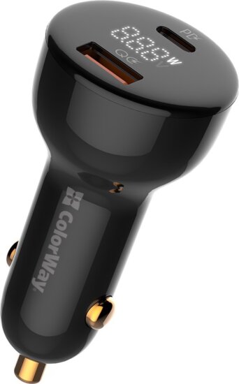 ColorWay CW-CHA044PD-BK USB (PPS) USB-A + USB-C Autós gyorstöltő 100W - Fekete