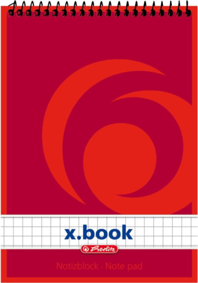 Herlitz 110635 50 lapos A6 Négyzetrácsos Spirál jegyzetfüzet - Piros