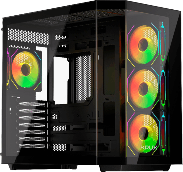 Krux Empero Midi Torony Számítógépház + 3db 120mm ARGB ventilátor - Fekete