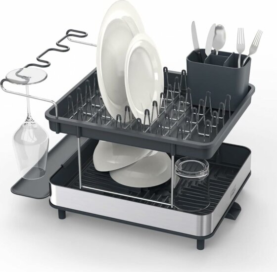 Joseph Joseph Excel Rozsdamentes acél Kétszintes edényszárító 46,5 x 32 x 31,5 cm - Inox / Fekete
