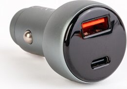 Mnc 55025B USB-C / USB-A Autós Szivargyújtó Gyorsöltő Adapter 30W - Fekete