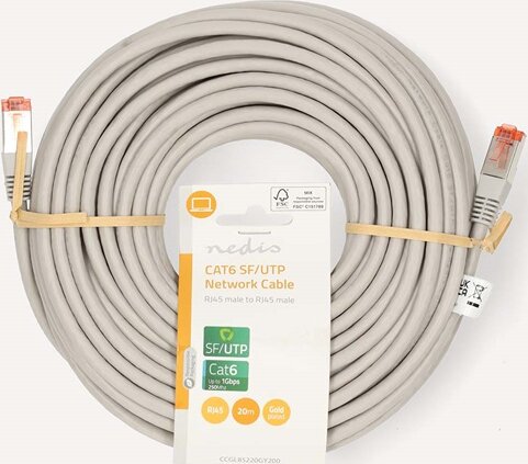 Nedis CCGL85220GY200 SF/UTP Cat6 RJ45 Patch Kábel 20m - Szürke Nedis CCGL85220GY200 SF/UTP Cat6 RJ45 Patch Kábel 20m - Szürke