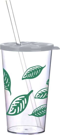 Titiz Iris Limeshake 700ml Üdítős műanyag pohár tetővel és szívószállal - Mintás többfajta