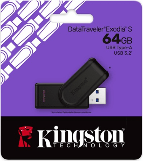 Kingston USB-A 3.2 64GB DataTraveler Exodia S Gen1 Pendrive - Fekete