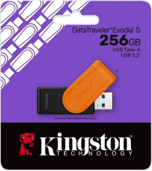 Kingston USB-A 3.2 256GB DataTraveler Exodia S Gen1 Pendrive - Fekete/Narancs