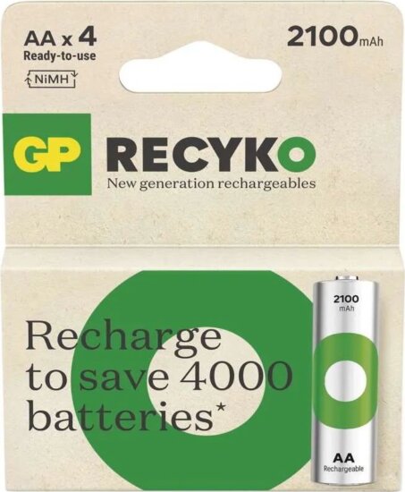 GP B25214 ReCyko Újratölthető NiMH ceruzaelem AA microUSB 2100mAh 1.2V (4db/csomag)