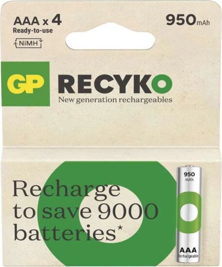 GP B25114 ReCyko Újratölthető NiMH ceruzaelem AAA microUSB 950mAh 1.2V (4db/csomag)