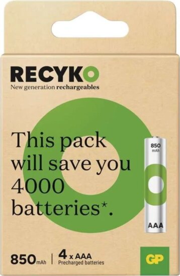 GP B25184 ReCyko Újratölthető NiMH ceruzaelem AAA microUSB 850mAh 1.2V (4db/csomag)
