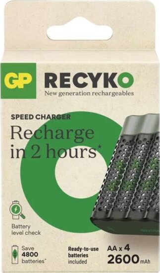 GP B50457 Speed M452 + 4xAA ReCyko NiMH Akkumulátor töltő + 4db ReCyko elem (2600mAh)