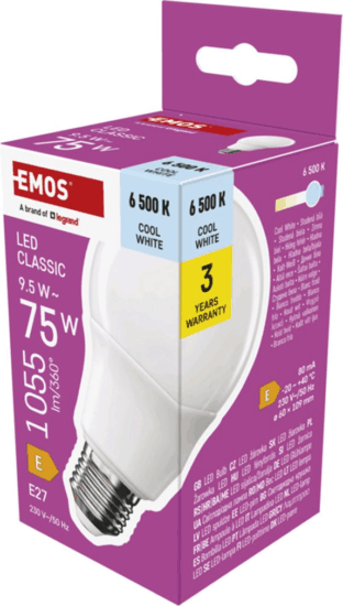 Emos Classic A60 LED izzó 9,5W 1055lm 6500K E27 - Hideg fehér