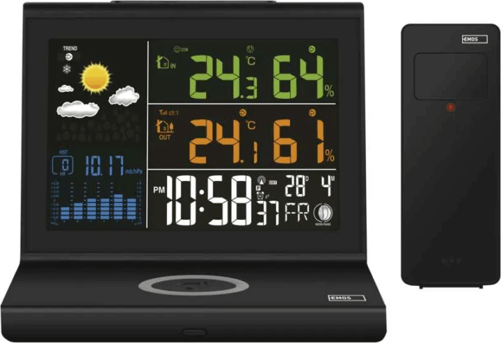Emos E8010 Vezeték nélküli LCD Meteorológiai Időjárás állomás - Fekete