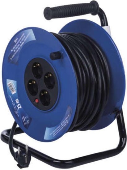 Emos P09225M 4 aljzatos Kábeldob 25m-es kábellel - Fekete / Kék