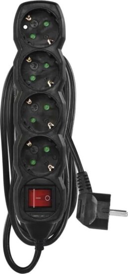 Emos PC1425R Kapcsolós hálózati elosztó 4 aljzatos 5m - Fekete