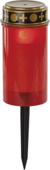 Emos DCCV22 Vintage Leszúrható Elemes LED Kültéri/ Beltéri Időzítős Temetői mécses 25cm - Piros