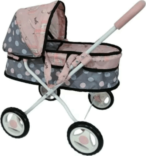 Bambolina Játék babakocsi árnyékolóval - Rózsaszín/Szürke