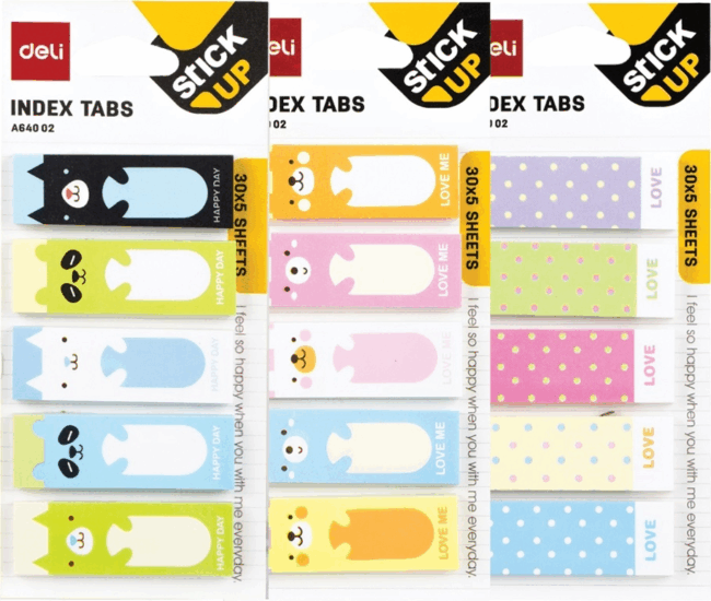 Deli FUN4 45x15mm színes jelölőcímke (5x30 ív) - Mintás