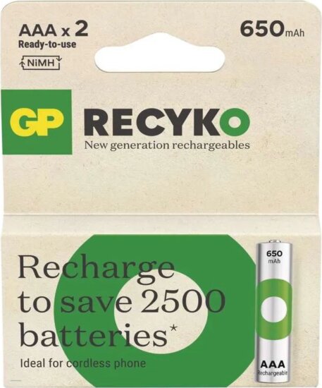 GP HR03 ReCyko Újratölthető NiMH ceruzaelem AAA microUSB 650mAh 1.2V (2db/csomag)