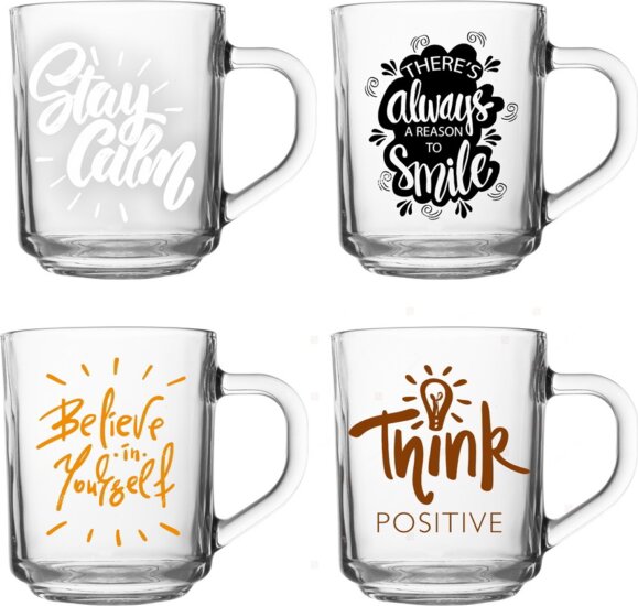 Solmazer Iros 250ml Üveg Üdítős pohár - Többfajta feliratos átlátszó