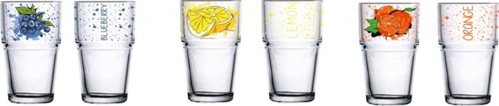 Solmazer Iris 350ml Üveg Üdítős pohár - Blueberries, Lemon vagy Orange minta Átlátszó Solmazer Iris 350ml Üveg Üdítős pohár - Blueberries, Lemon vagy Orange minta Átlátszó