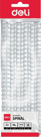Deli 6 mm műanyag spirál 10-20 laphoz - Fehér (30 db / csomag)