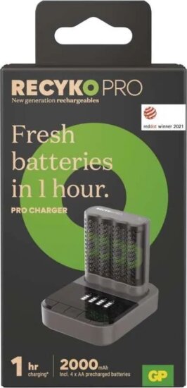 GP B50460D P461 4x AA / AAA NiMH Akkumulátor töltő dokkolóval + 4db ReCyko Pro elem