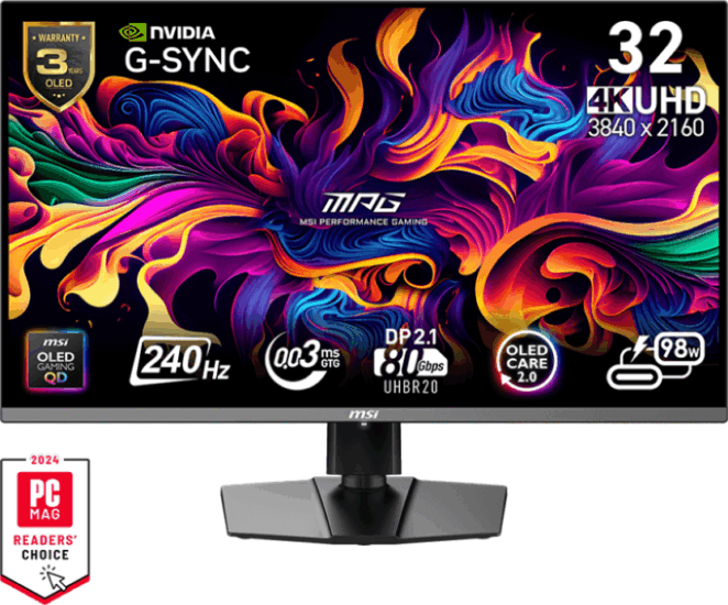 MSI 31,5" MPG 322URX 16:9 UHD OLED 31,5" Gaming Monitor - Fekete