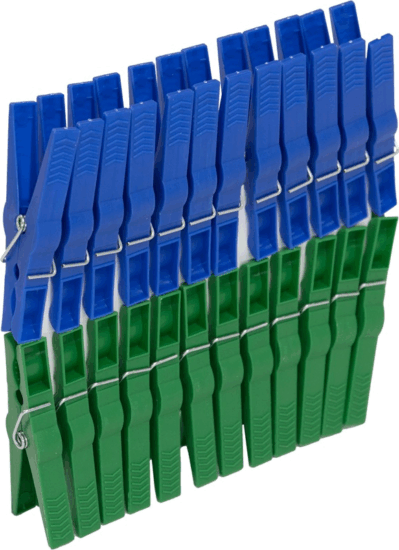 Flair 60936 Műanyag ruhcsipesz készlet 80mm - Kék/Zöld (24db/csomag)