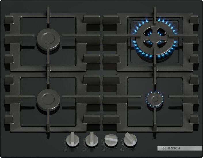 Bosch PNH6B6K40 Beépíthető 4 zónás Gáz Főzőlap - Fekete