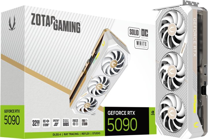 Zotac GeForce RTX 5090 32GB GDDR7 Solid OC Videókártya - Fehér