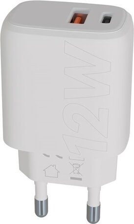 AVAX CH312W USB-A / USB-C hálózati töltő Hálózati Töltő Adapter 12W - Fehér