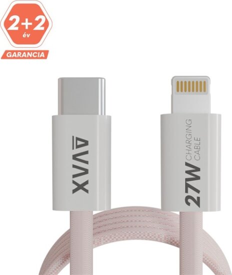 AVAX CB611P USB-C apa - Lightning apa Adat- és töltőkábel 1m - Rózsaszín
