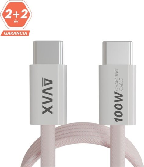 AVAX CB610P USB-C apa - Lightning apa Adat- és töltőkábel 1m - Rózsaszín