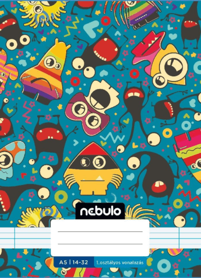 Nebulo Vagány minták 32 lapos A5 1. osztályos vonalas füzet - Mintás