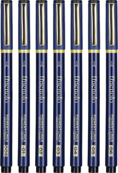 Deli Finenolo rajz-markerkészlet - Fekete (7 db / csomag)