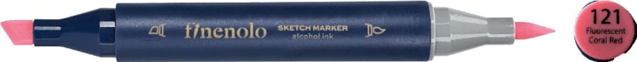 Deli Finenolo 121 1-7 mm kétvégű permanent ART marker - Fluorescent Coral Piros