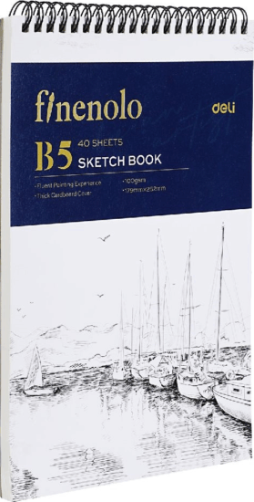 Deli Finenolo 60 lapos B5 spirálozott rajzpapírfüzet - Fehér