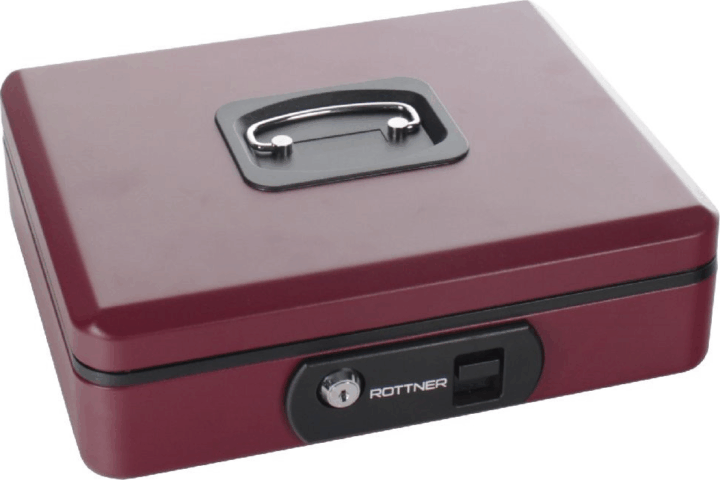 Rottner Pro Box Two kulcsos 3 Osztásos Pénzkazetta 9 x 30 x 24 cm - Bordó