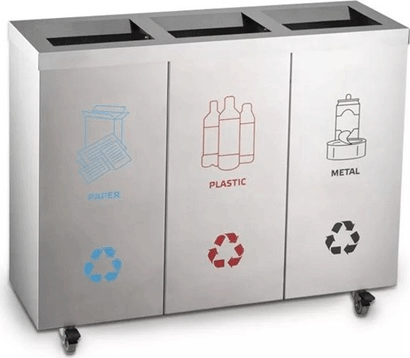 Dayco 3 részes 160 literes rozsdamentes acél szelektív szemetes - Ezüst