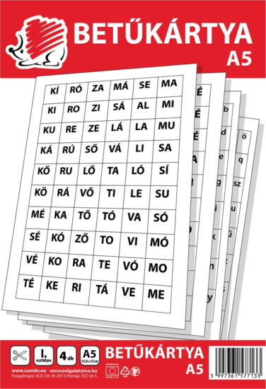 ICO Süni A5 Betűkártya - 4 lap / csomag