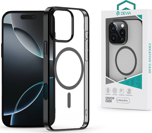 Devia ST116283 Glimmer Apple iPhone 16 Pro Mágneses Hátlapvédő Telefontok - Fekete / Átlátszó Devia ST116283 Glimmer Apple iPhone 16 Pro Mágneses Hátlapvédő Telefontok - Fekete / Átlátszó