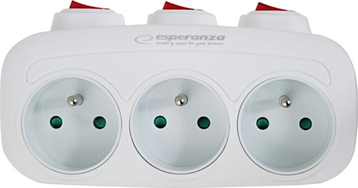 Esperanza ELK307W Hálózati elosztó 3 aljzatos - Fehér