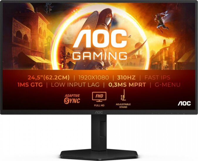 AOC 24.5" 25G4SXU 16:9 FullHD Fast IPS Gaming Monitor 310Hz - Fekete