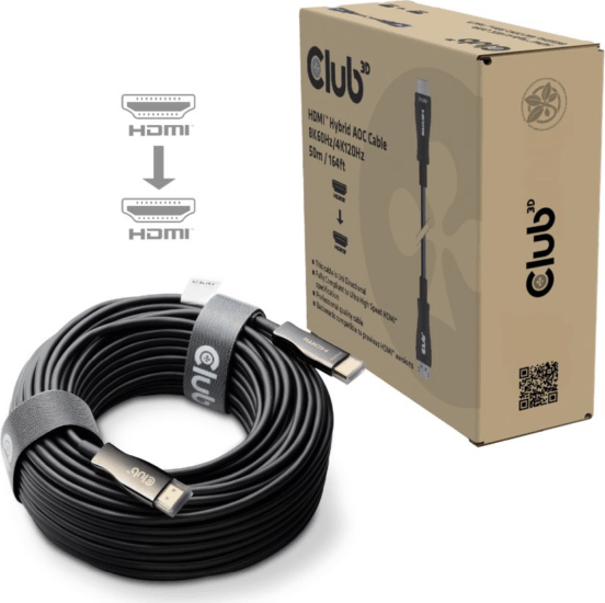 Club3D CAC-1393 HDMI 2.1 - HDMI 2.1 8K60Hz Aktív optikai kábel 50m - Fekete