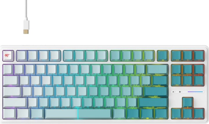 Havit KB901L GameZon Mechanikus Vezetékes Billentyűzet ENG - Fehér / Zöld