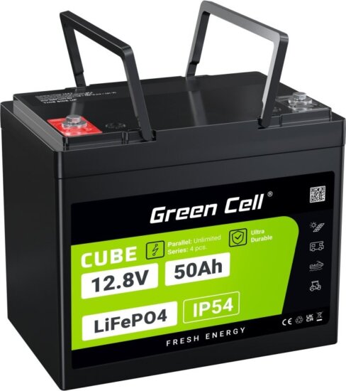 Green Cell CUBE LiFePO4 50Ah 12V 640Wh lítium-vas-foszfát akkumulátor Green Cell CUBE LiFePO4 50Ah 12V 640Wh lítium-vas-foszfát akkumulátor