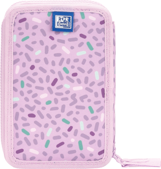 Oxford Kids Töltetlen Két emeletes tolltartó lányoknak - Lila mintás