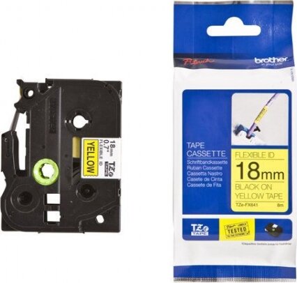 Brother TZEFX641 P-Touch Feliratozógép szalag 18 mm sárga alapon fekete, flexibilis